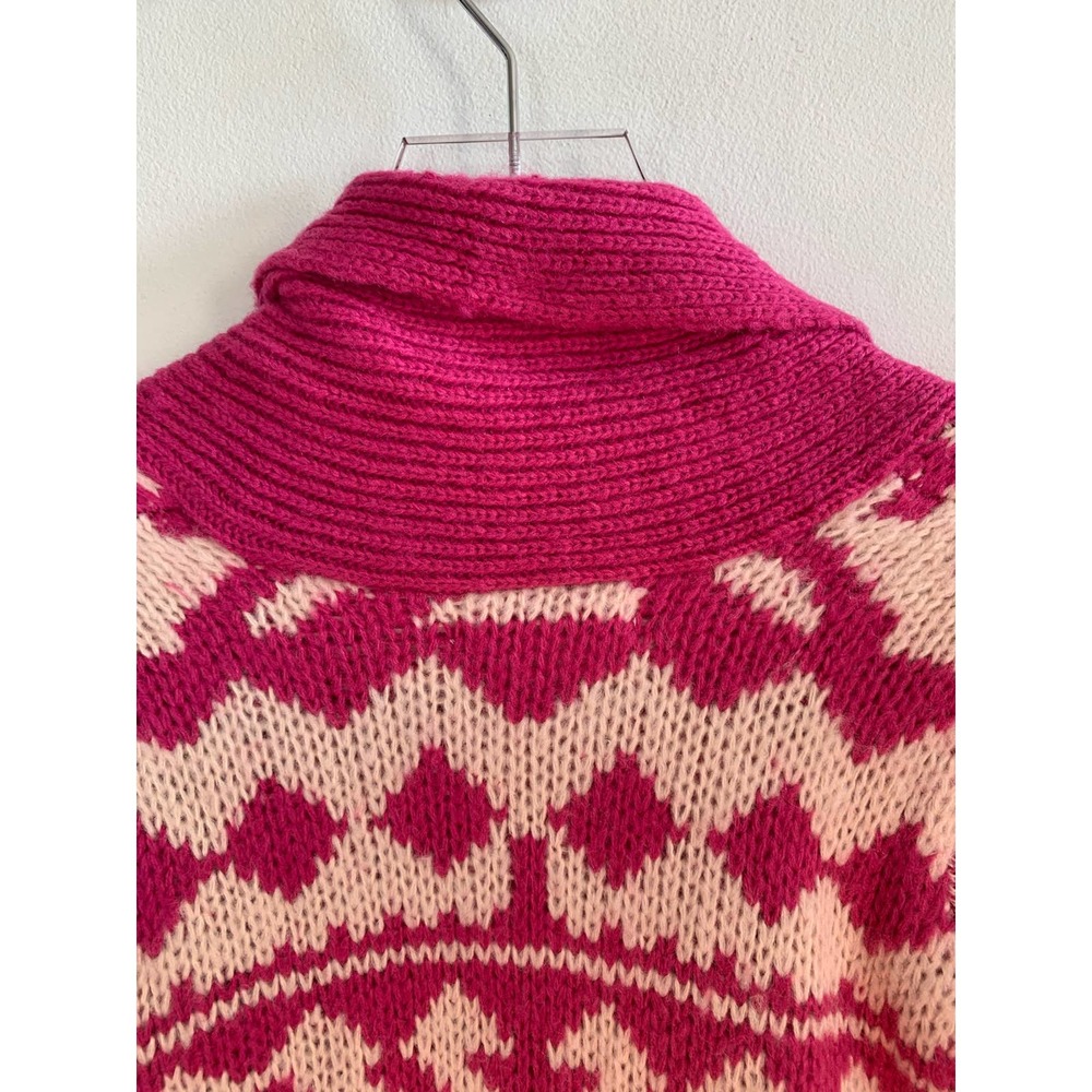 Forever 21 Pink + White Fair Isle Knit Cardigan Sweater — Women's XS X-Small EUC - Picture 12 of 15